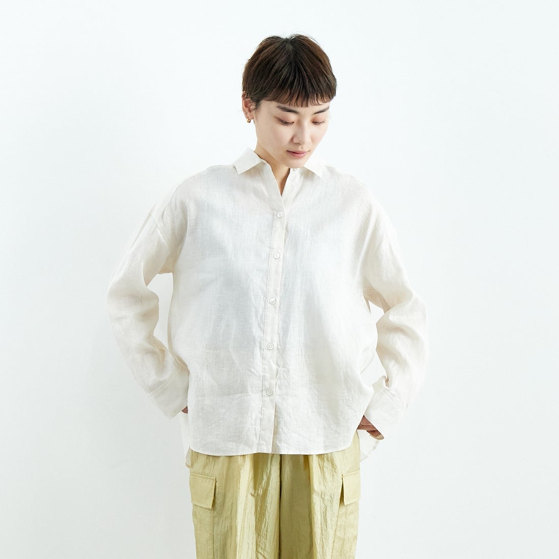 L/BEIGE&&モデル身長：160cm 着用サイズ：F&&