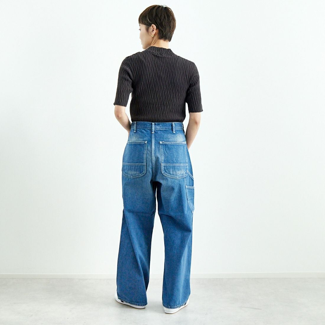 UNFIL [アンフィル] ハイツイストコットン リブニットセーター [WVSP-UW137] CHR BRN &&モデル身長：160cm 着用サイズ：1&&