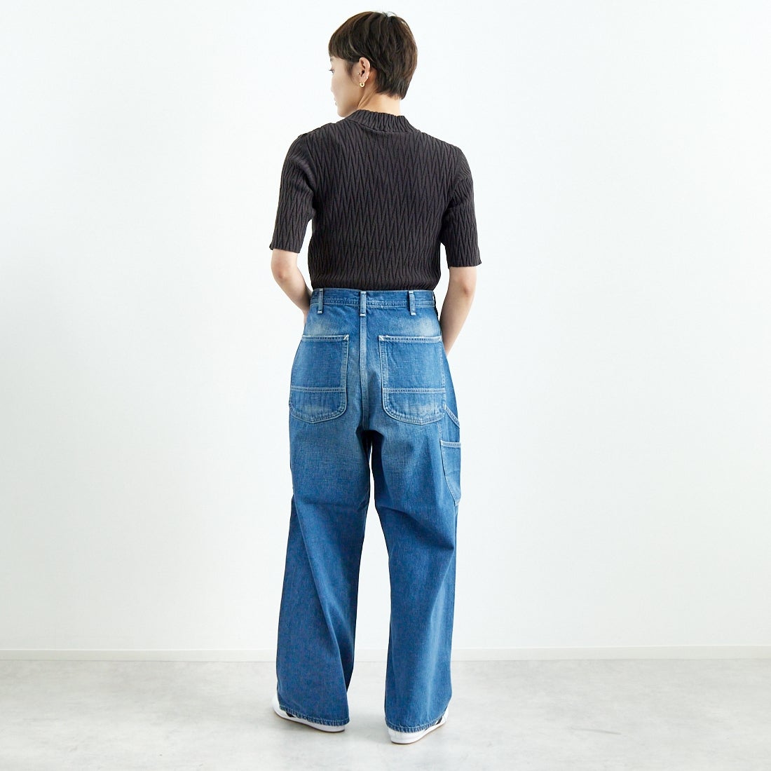 UNFIL [アンフィル] ハイツイストコットン リブニットセーター [WVSP-UW137] CHR BRN &&モデル身長：160cm 着用サイズ：1&&