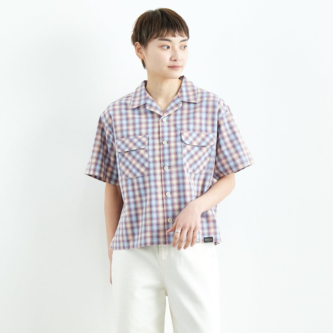 PENDLETON [ペンドルトン] オープンカラーシャツ [5275-0003] 02 P.PINK/ &&モデル身長：160cm 着用サイズ：XS&&