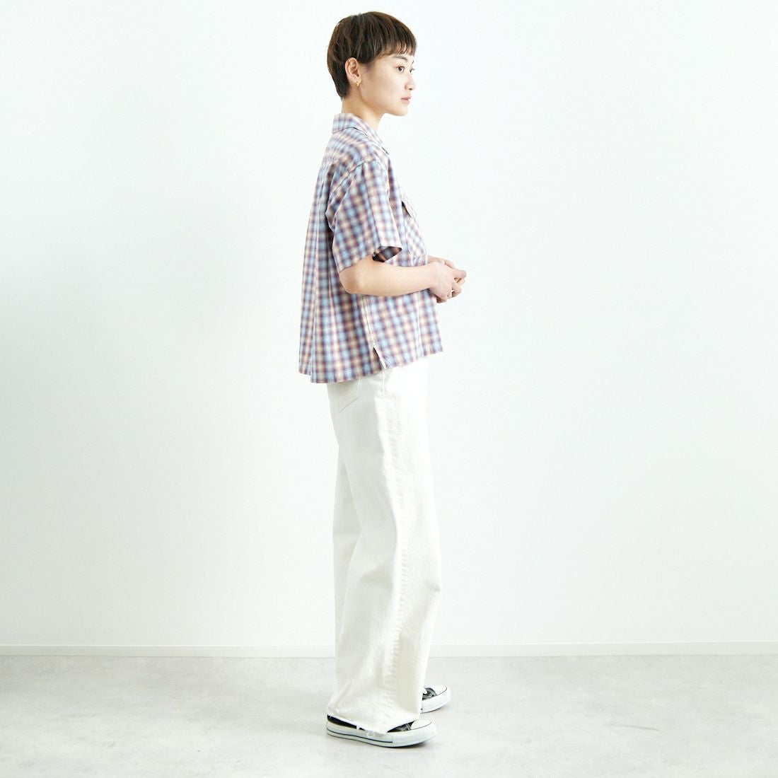 PENDLETON [ペンドルトン] オープンカラーシャツ [5275-0003] 02 P.PINK/ &&モデル身長：160cm 着用サイズ：XS&&