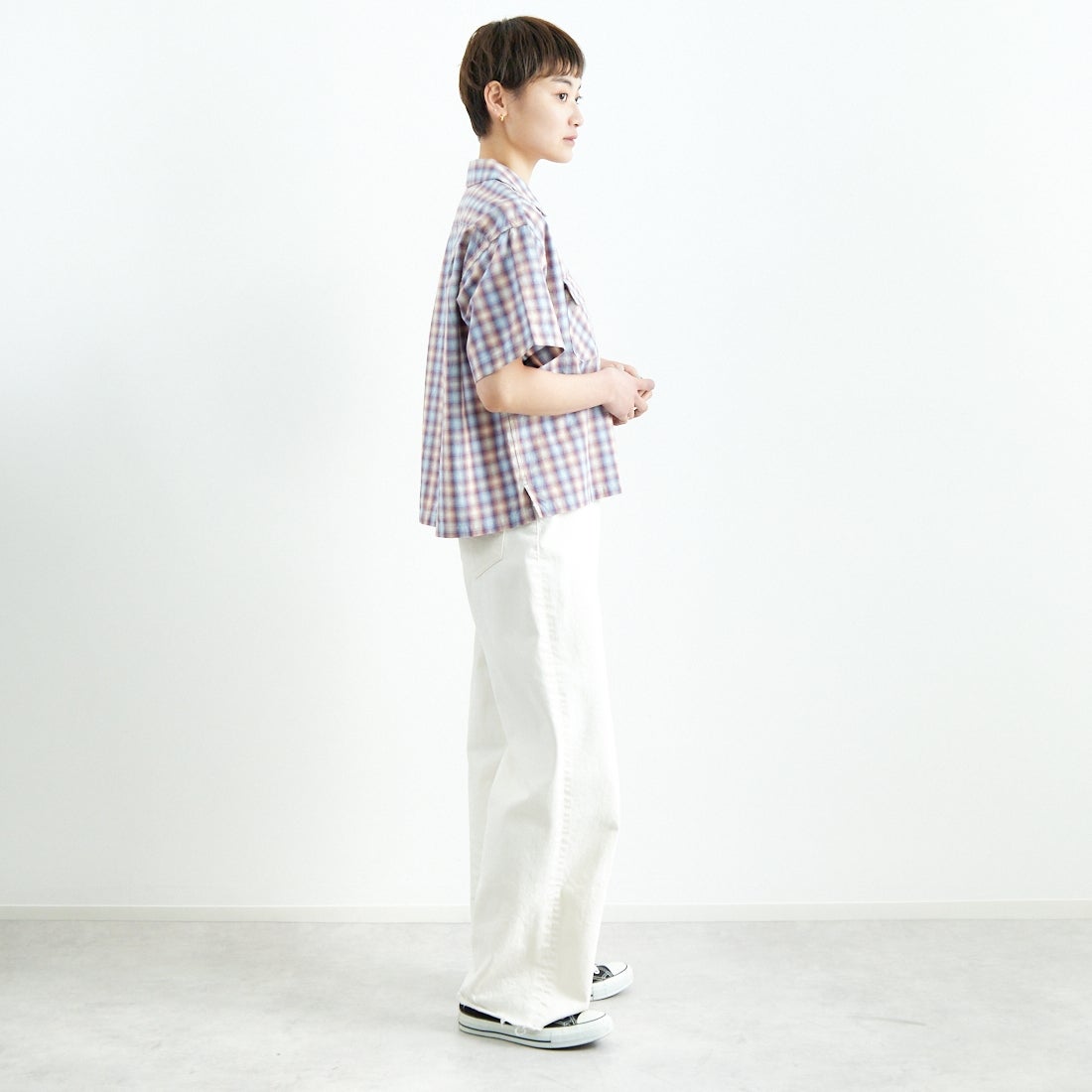 PENDLETON [ペンドルトン] オープンカラーシャツ [5275-0003] 02 P.PINK/ &&モデル身長：160cm 着用サイズ：XS&&