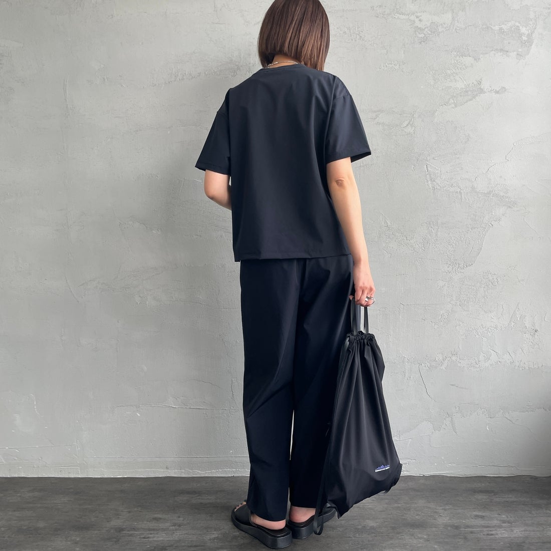 THOUSAND MILE [サウザンド マイル] 別注 サマーバケーション ラップパンツセットアップ [TM251NP50952-JF] NAVY &&モデル身長：160cm 着用サイズ：F&&