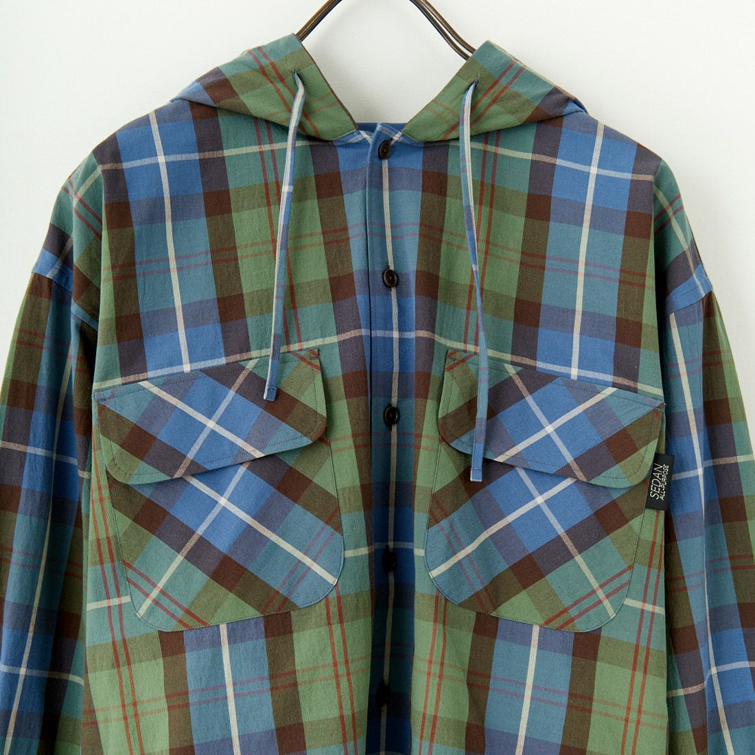 SEDAN ALL-PURPOSE [セダン オールパーパス] プレイドフーデッドシャツ [SD25S-SH01] BLUE GREEN