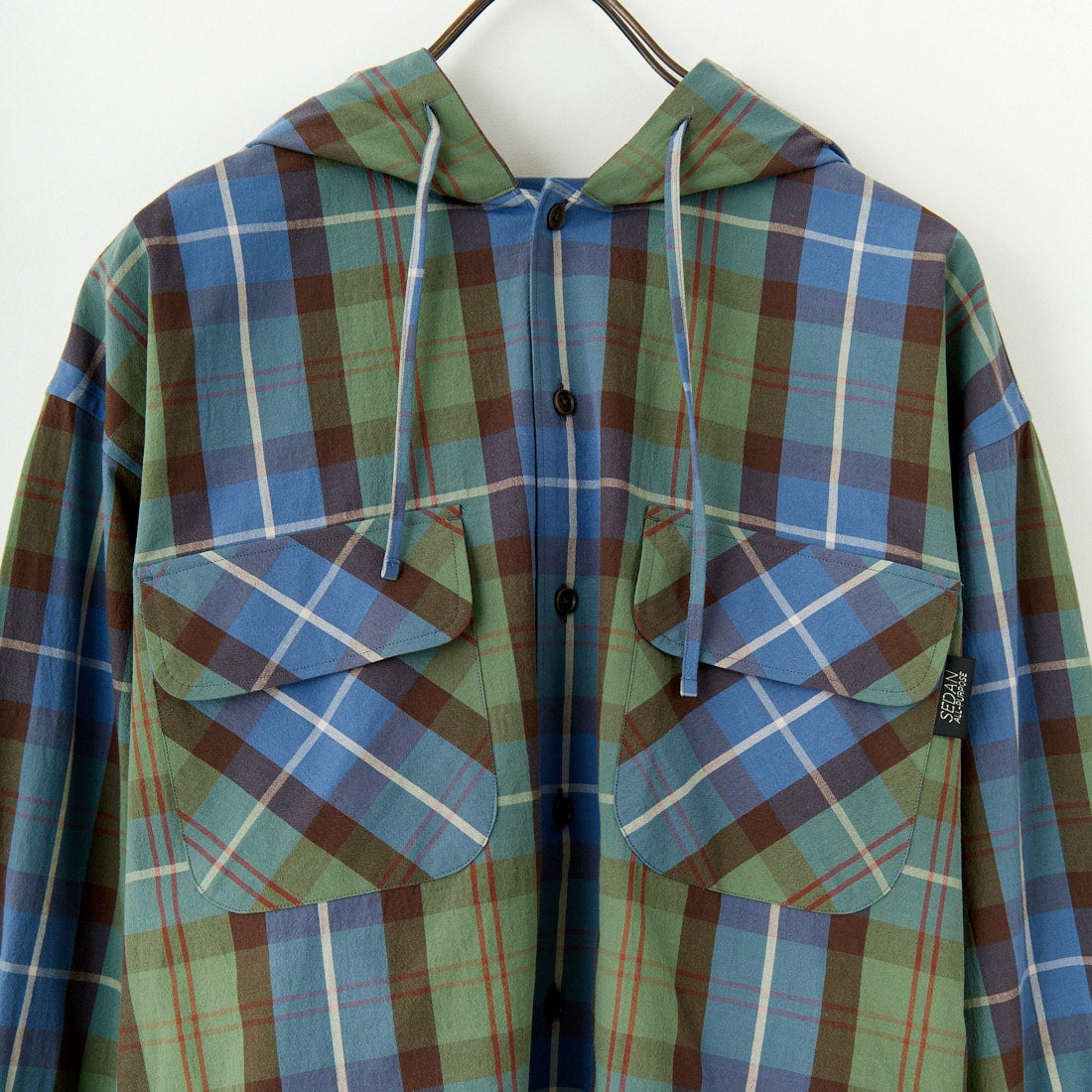 SEDAN ALL-PURPOSE [セダン オールパーパス] プレイドフーデッドシャツ [SD25S-SH01] BLUE GREEN