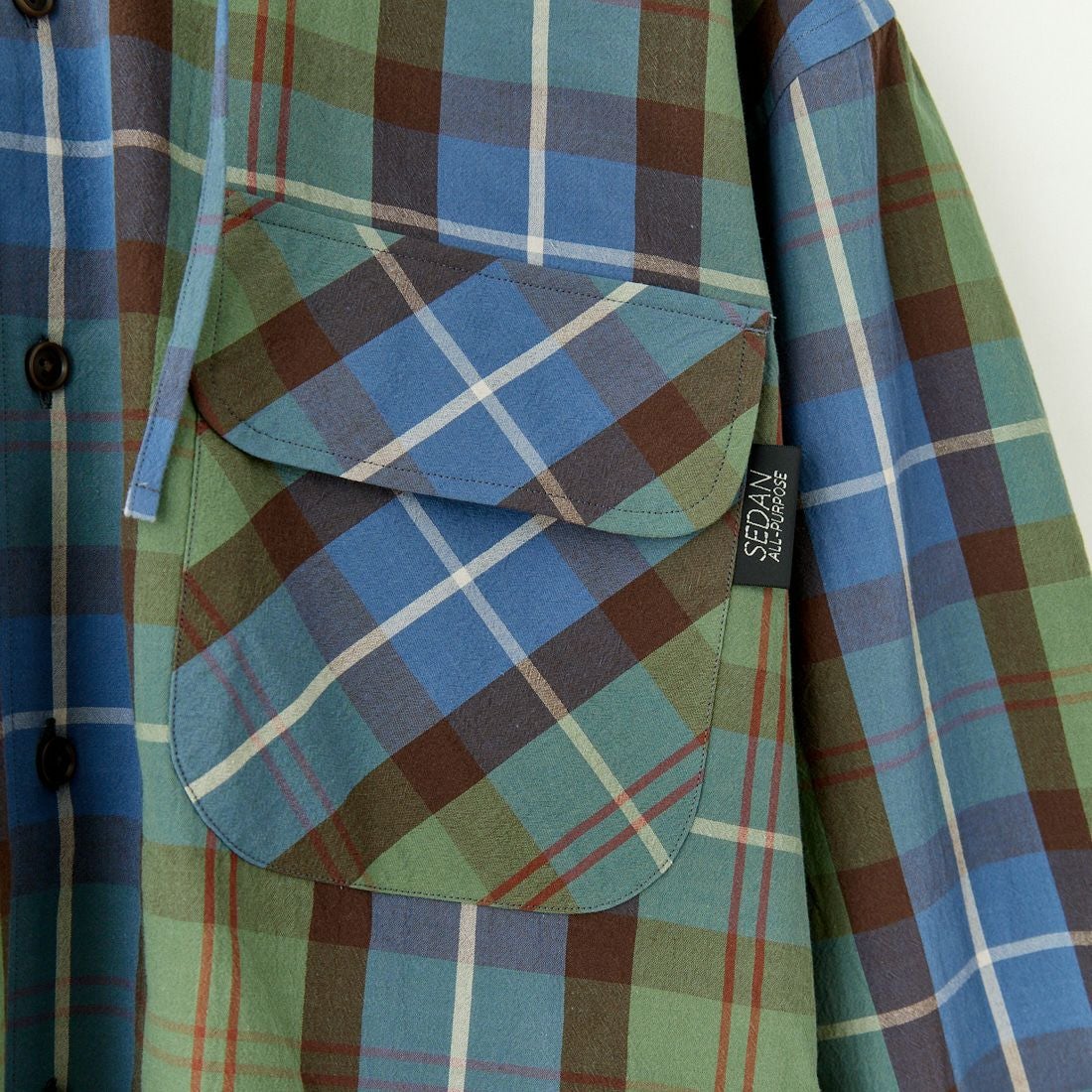 SEDAN ALL-PURPOSE [セダン オールパーパス] プレイドフーデッドシャツ [SD25S-SH01] BLUE GREEN