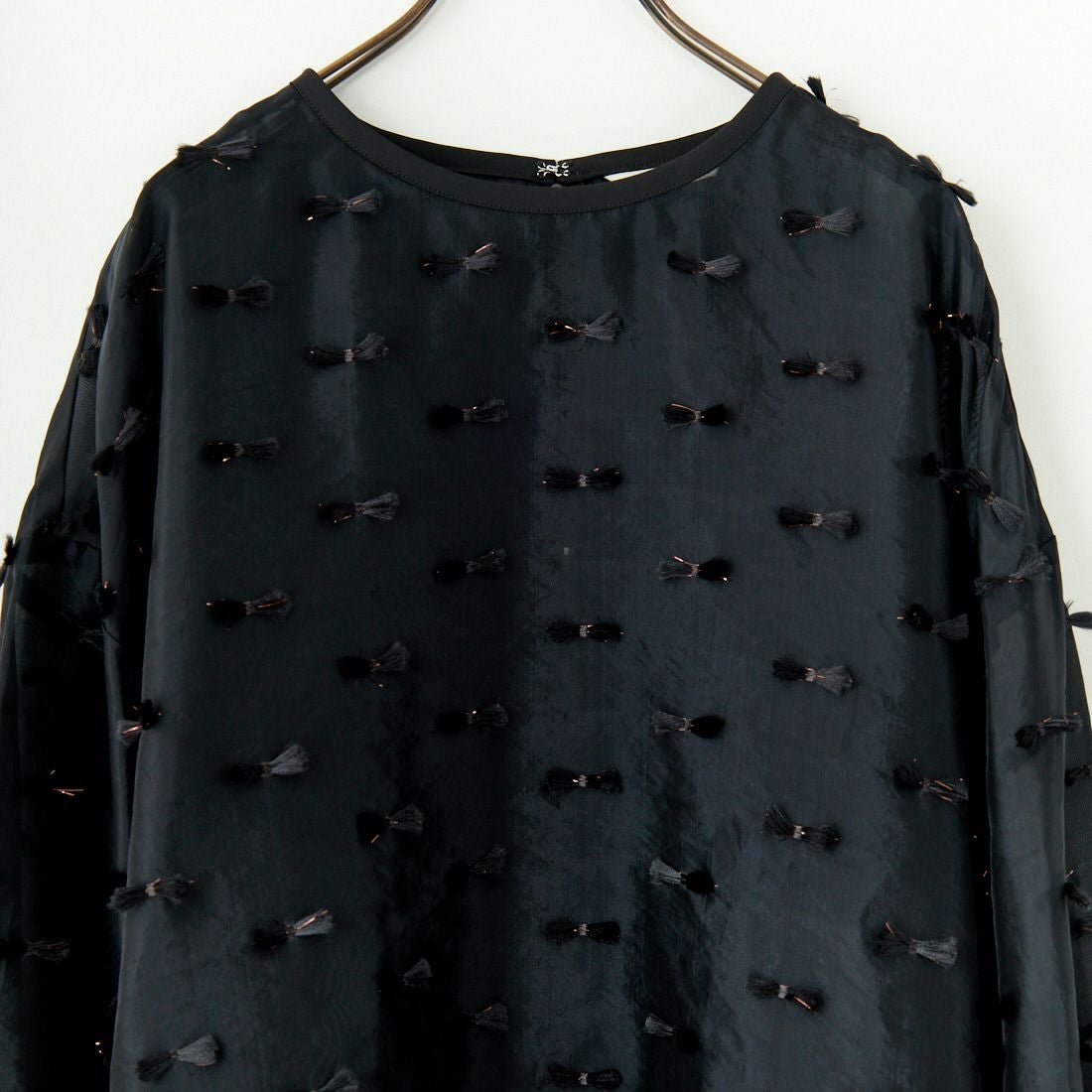 STELLA CIFFON [ステラシフォン] リボンカットジャガード クルーネックブラウス [ST1-25406] 80 BLACK