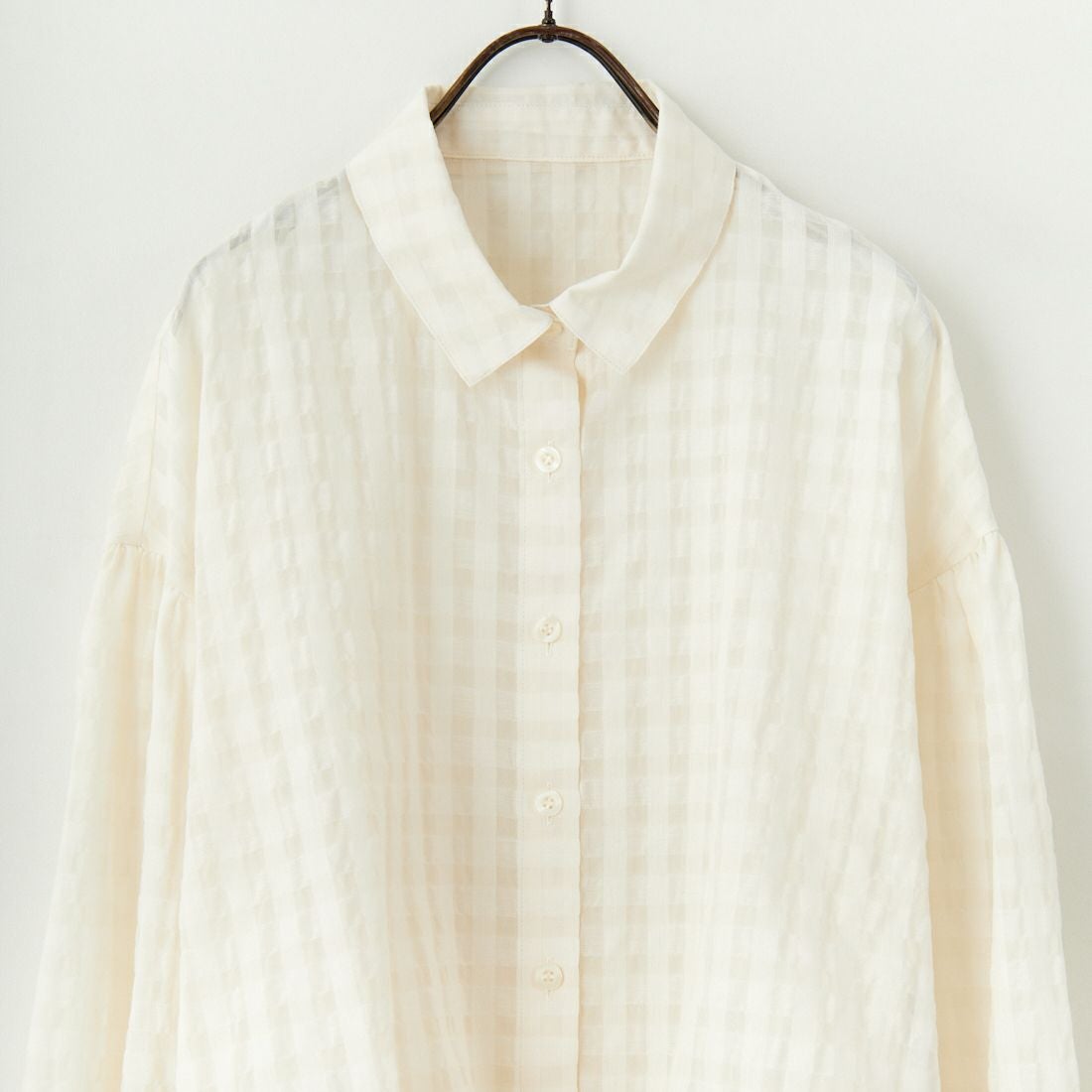 STELLA CIFFON [ステラシフォン] シアーサッカーチェックブラウス [ST1-25407] 02 O.WHITE