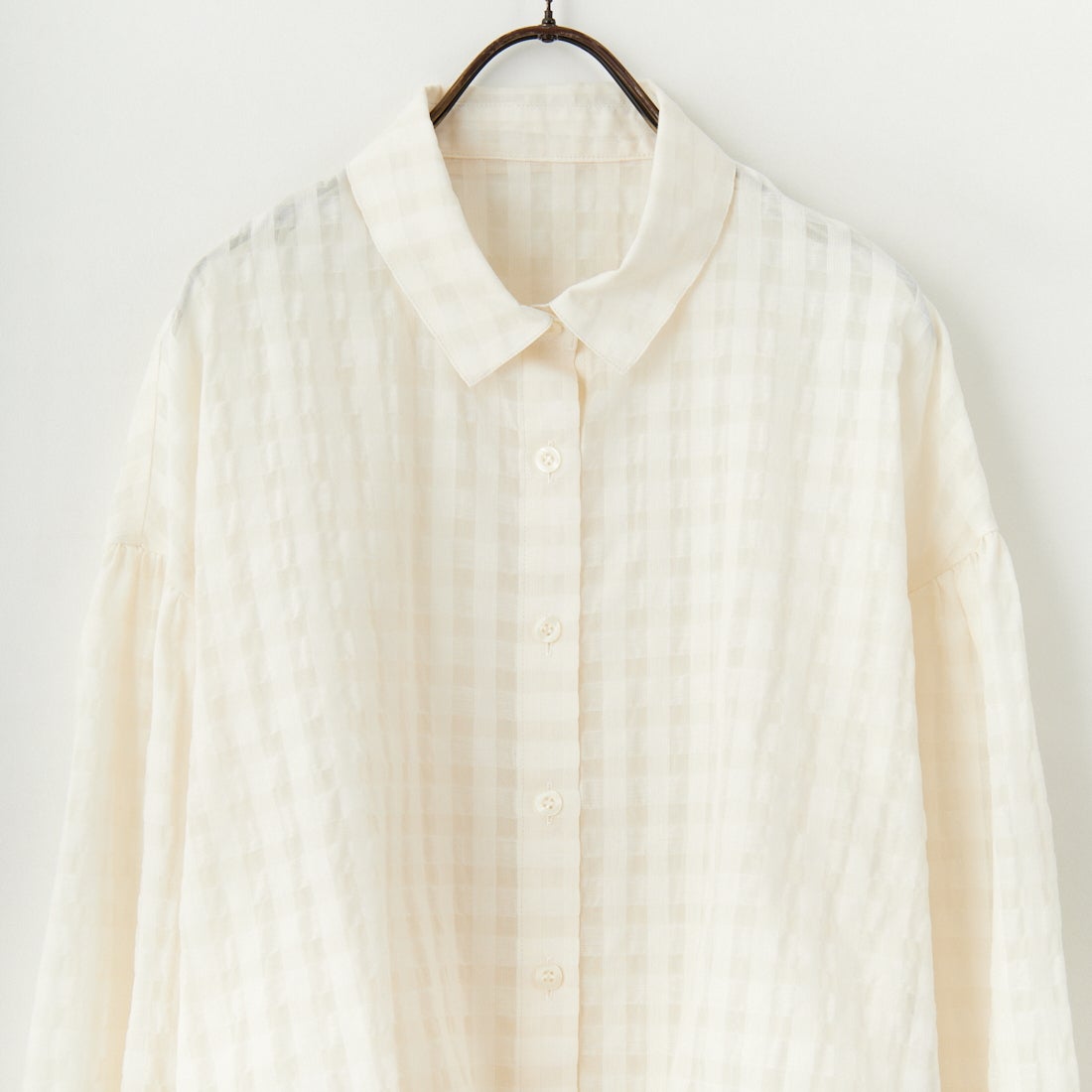 STELLA CIFFON [ステラシフォン] シアーサッカーチェックブラウス [ST1-25407] 02 O.WHITE