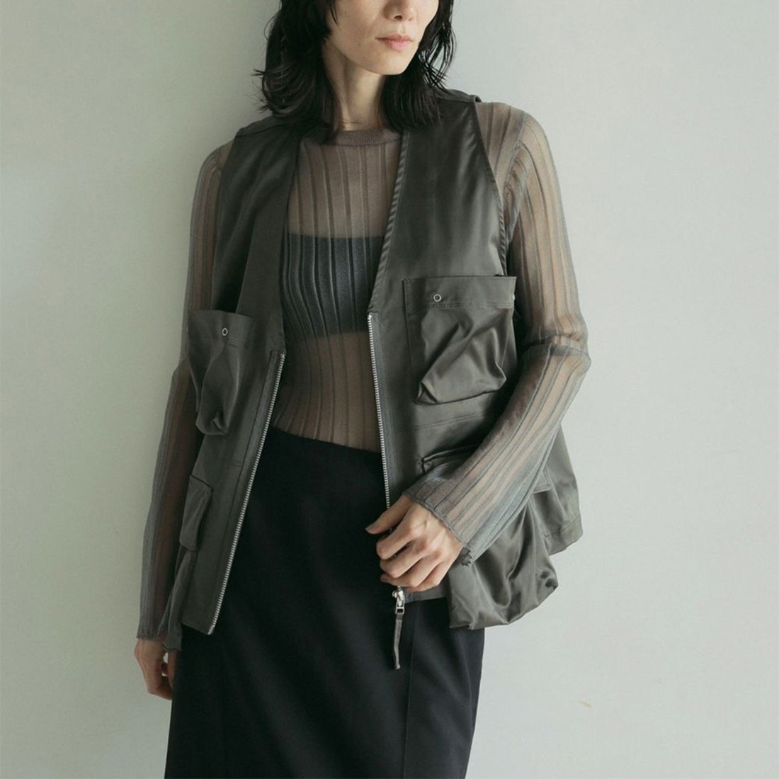 C.GRY&&モデル身長：174cm 着用サイズ：F&&