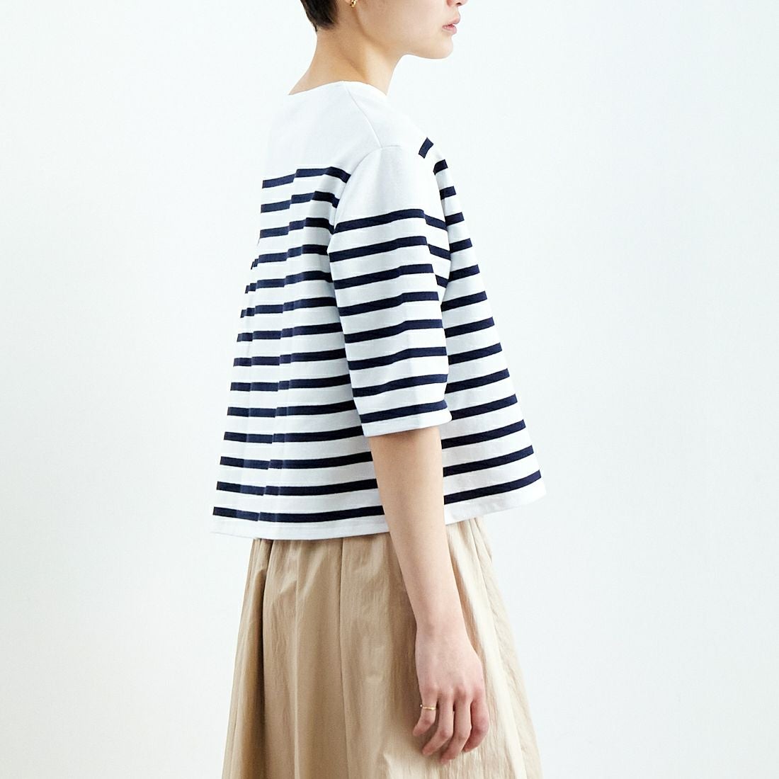 ORCIVAL [オーシバル] ボートネック ハーフスリーブプルオーバー [6839] WHT/PIRATE &&モデル身長：160cm 着用サイズ：1&&