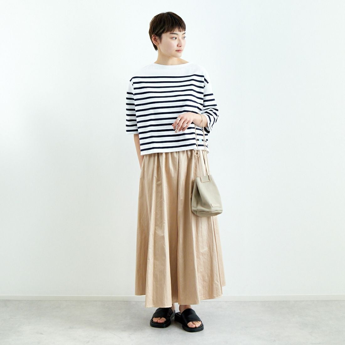 ORCIVAL [オーシバル] ボートネック ハーフスリーブプルオーバー [6839] WHT/PIRATE &&モデル身長：160cm 着用サイズ：1&&