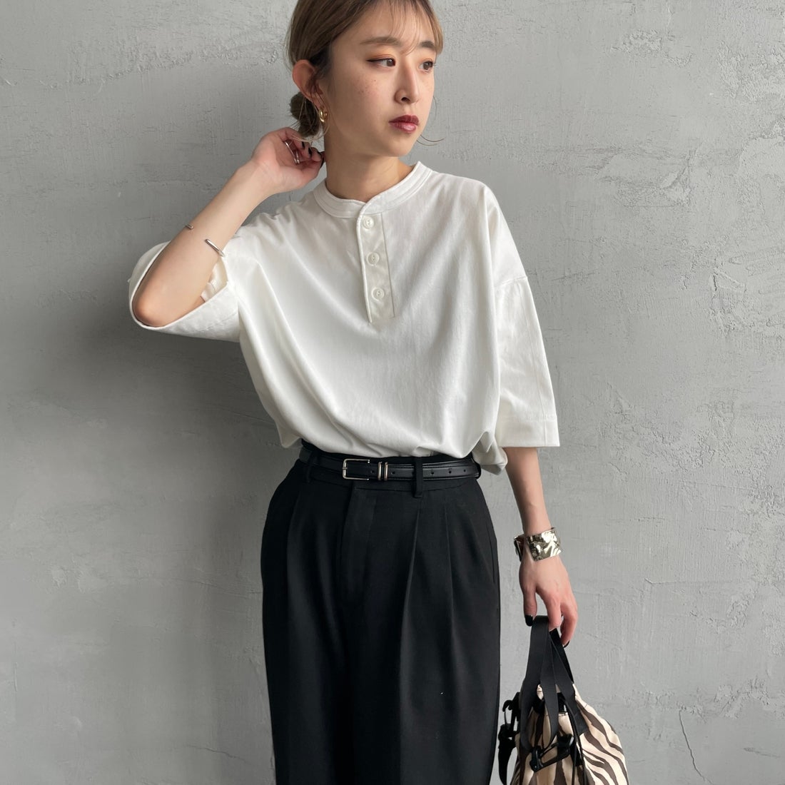 Health knit [ヘルスニット] 別注 ビッグシルエット ヘンリーネックT