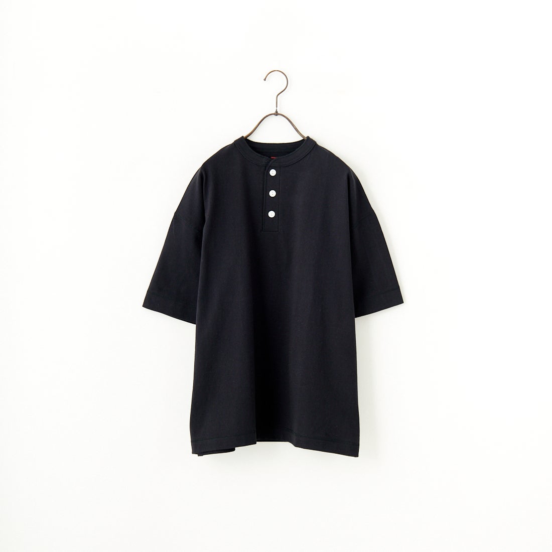 Health knit [ヘルスニット] 別注 ビッグシルエット ヘンリーネックTシャツ [HR25S-M121-JF] BLACK