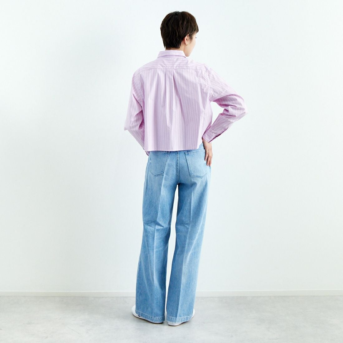 RED CARD TOKYO [レッドカード トーキョー] スローガン ルーズストレートデニム [98W10701K-AIR LIGHALT]  &&モデル身長：160cm 着用サイズ：24&&