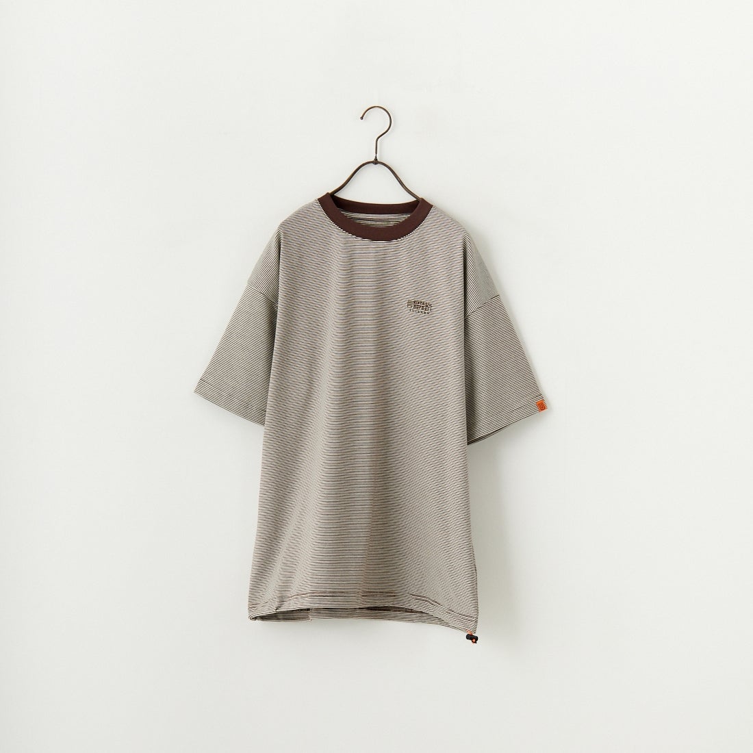 UNIVERSAL OVERALL [ユニバーサルオーバーオール] 別注 ドローコード付き ワイドシルエットTシャツ [U2513282IN-JF] BROWN BD