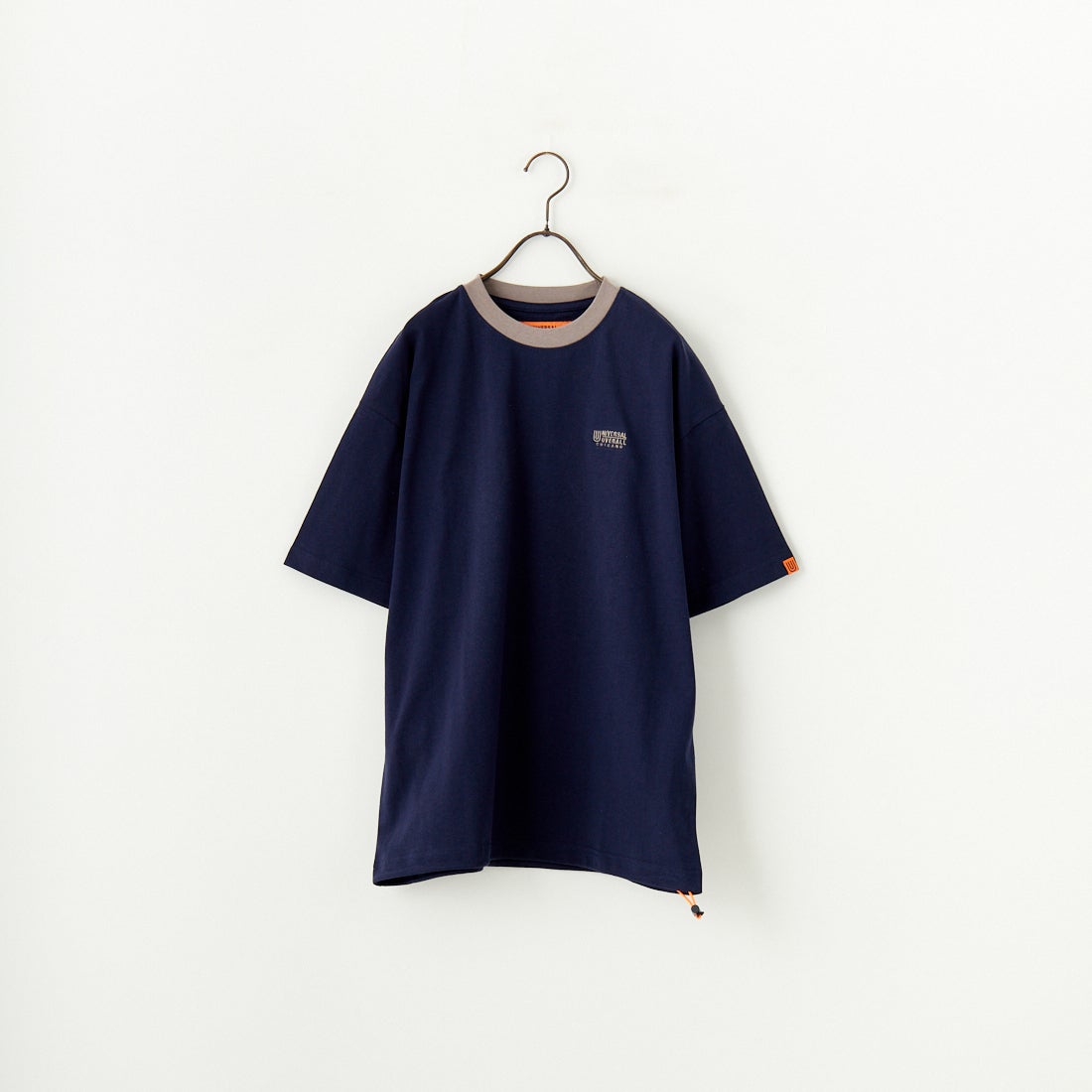UNIVERSAL OVERALL [ユニバーサルオーバーオール] 別注 ドローコード付き ワイドシルエットTシャツ [U2513282IN-JF] NVY/BEG