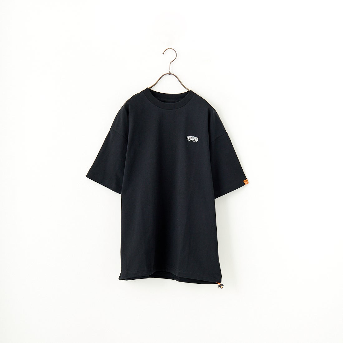 UNIVERSAL OVERALL [ユニバーサルオーバーオール] 別注 ドローコード付き ワイドシルエットTシャツ [U2513282IN-JF] BLACK