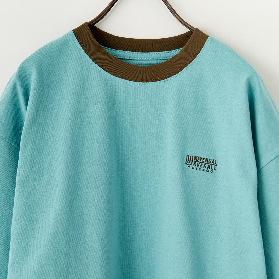 UNIVERSAL OVERALL [ユニバーサルオーバーオール] 別注 ドローコード付き ワイドシルエットTシャツ [U2513282IN-JF] SAX/KHK