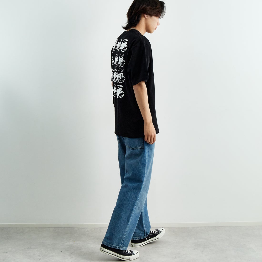 HUF [ハフ] ペガサス ショートスリーブTシャツ [TS02399] BLACK &&モデル身長：179cm 着用サイズ：L&&