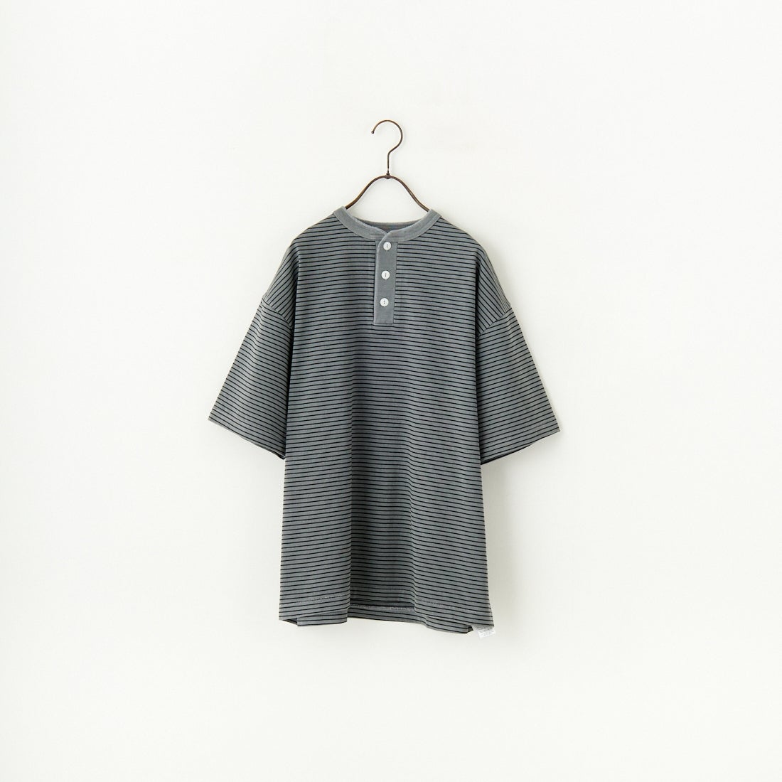 Health knit [ヘルスニット] ヘンリーネック ボーダーTシャツ [HR25S