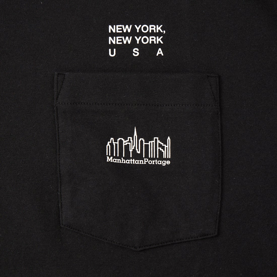 MANHATTAN PORTAGE [マンハッタンポーテージ] スカイラインロゴ ショートスリーブポケットTシャツ [MP-M611] BLACK