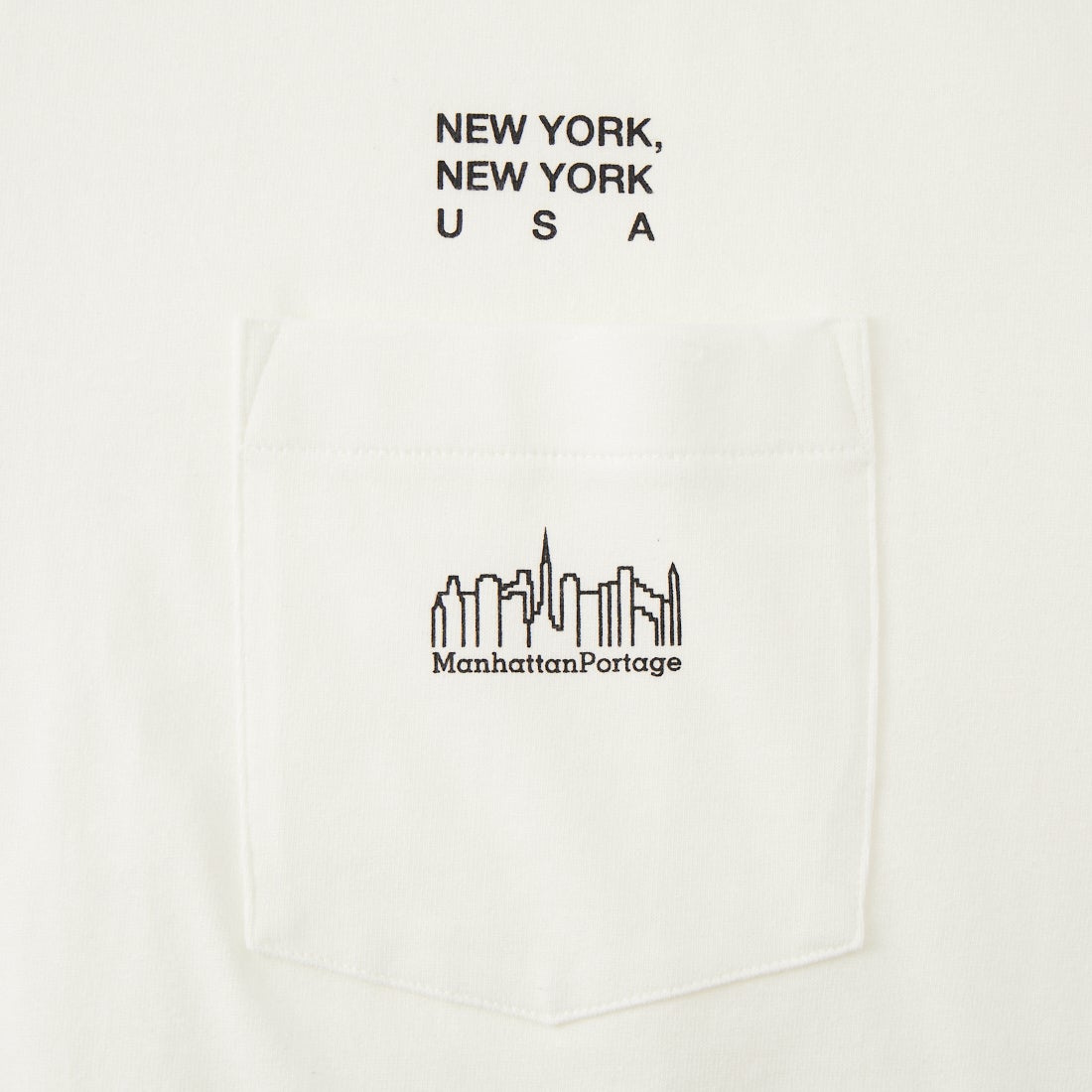 MANHATTAN PORTAGE [マンハッタンポーテージ] スカイラインロゴ ショートスリーブポケットTシャツ [MP-M611] WHITE