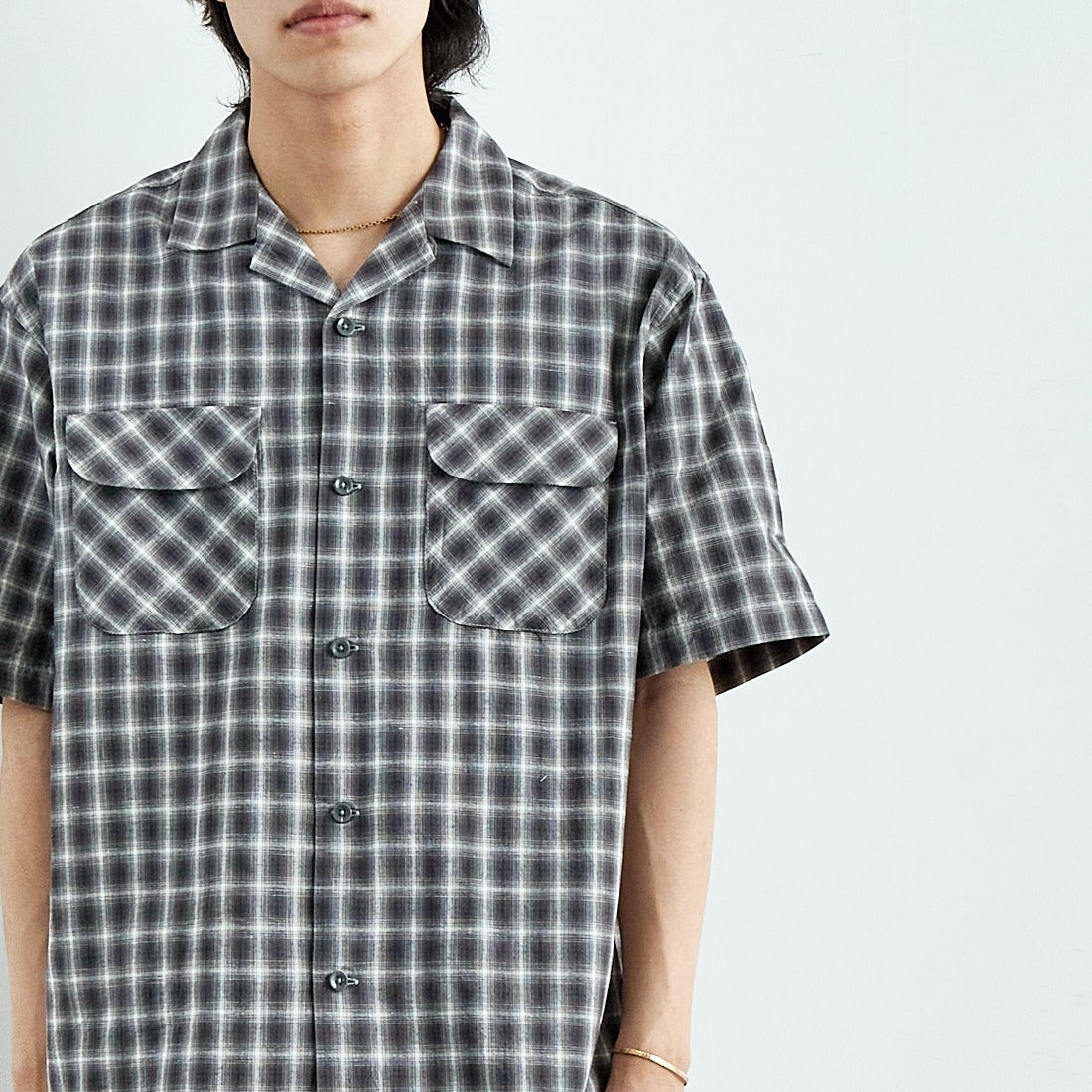 PENDLETON [ペンドルトン] オープンカラーシャツ [5275-0003] 75 GRAY/WH &&モデル身長：179cm 着用サイズ：L&&