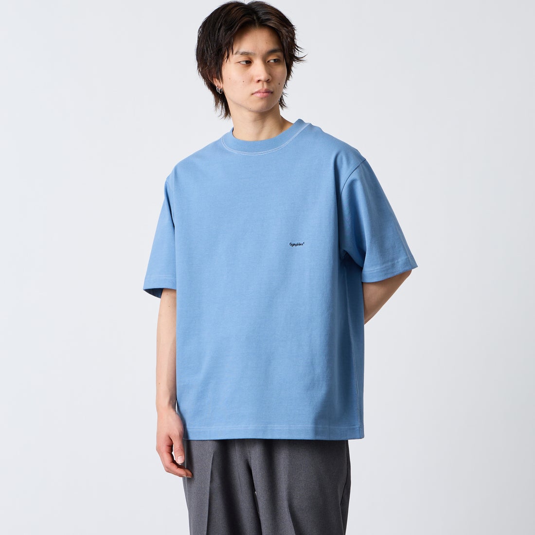 Gymphlex [ジムフレックス] ヘビーウェイトジャージー ショートスリーブTシャツ [J-9271HWJ] DK.SAX &&モデル身長：177cm 着用サイズ：M&&