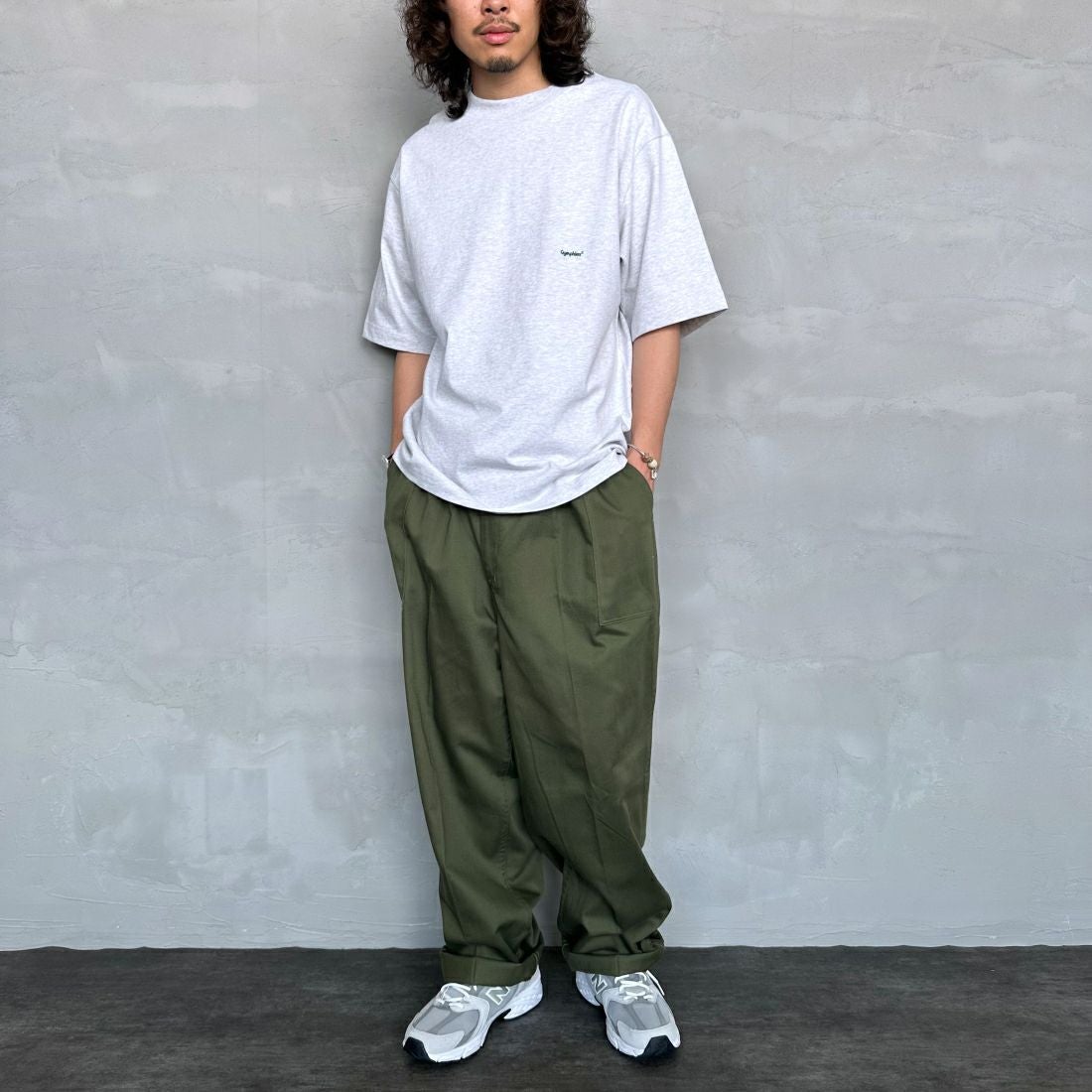 Gymphlex [ジムフレックス] ヘビーウェイトジャージー ショートスリーブTシャツ [J-9271HWJ] H.LT.GREY &&モデル身長：173cm 着用サイズ：M&&