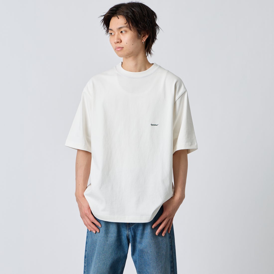 Gymphlex [ジムフレックス] ヘビーウェイトジャージー ショートスリーブTシャツ [J-9271HWJ] OFF WHITE &&モデル身長：177cm 着用サイズ：L&&