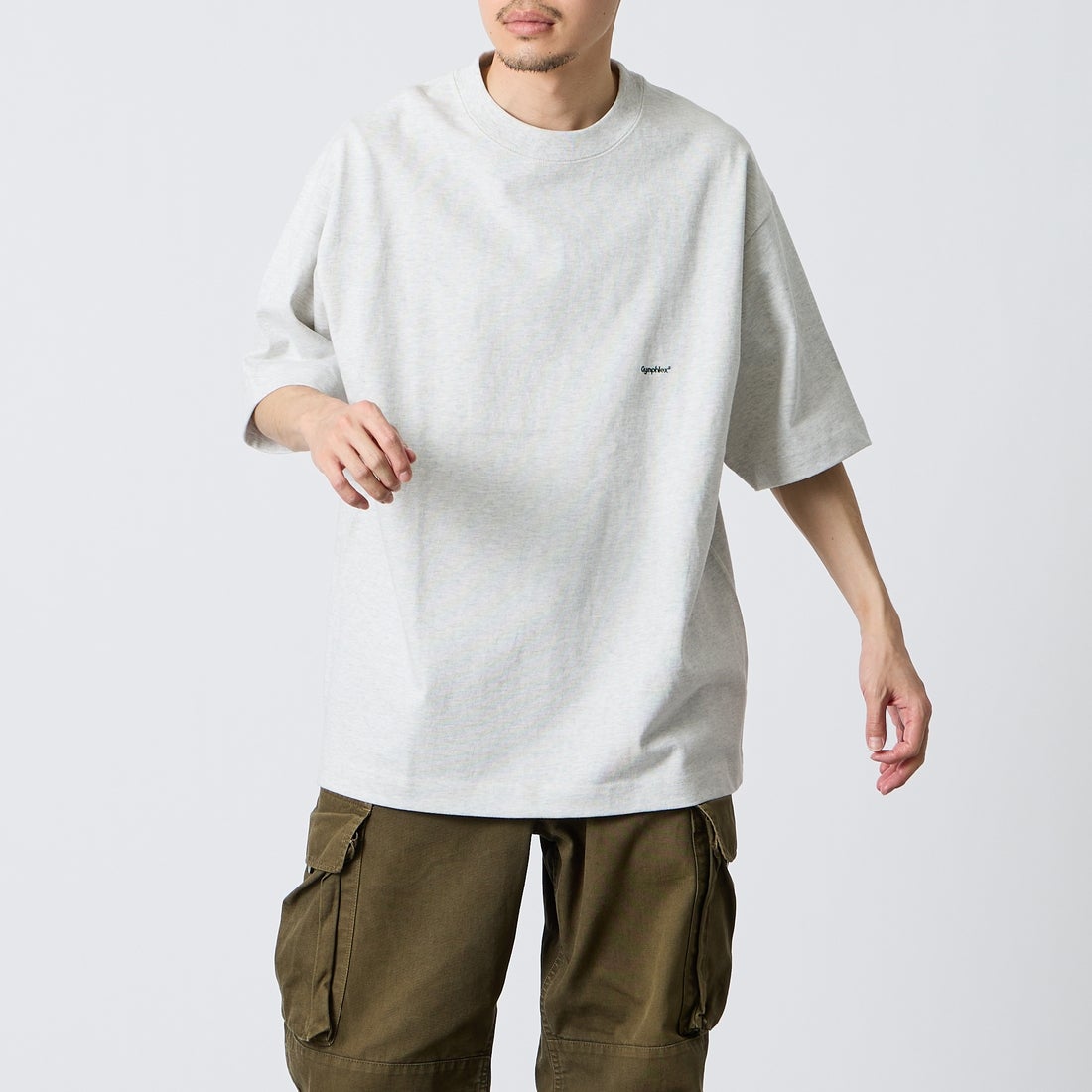 Gymphlex [ジムフレックス] ヘビーウェイトジャージー ショートスリーブTシャツ [J-9271HWJ] H.LT.GREY &&モデル身長：168cm 着用サイズ：L&&