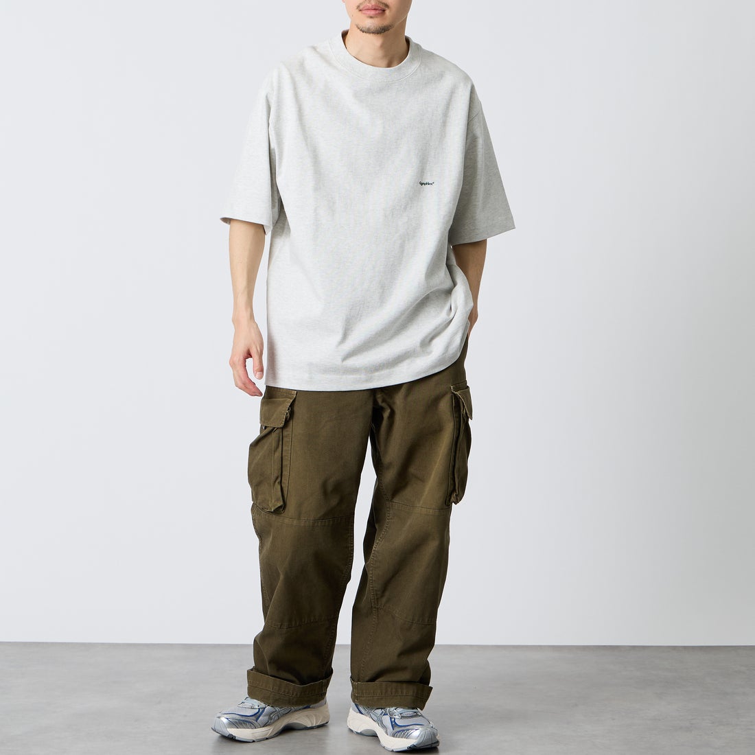 Gymphlex [ジムフレックス] ヘビーウェイトジャージー ショートスリーブTシャツ [J-9271HWJ] H.LT.GREY &&モデル身長：168cm 着用サイズ：L&&