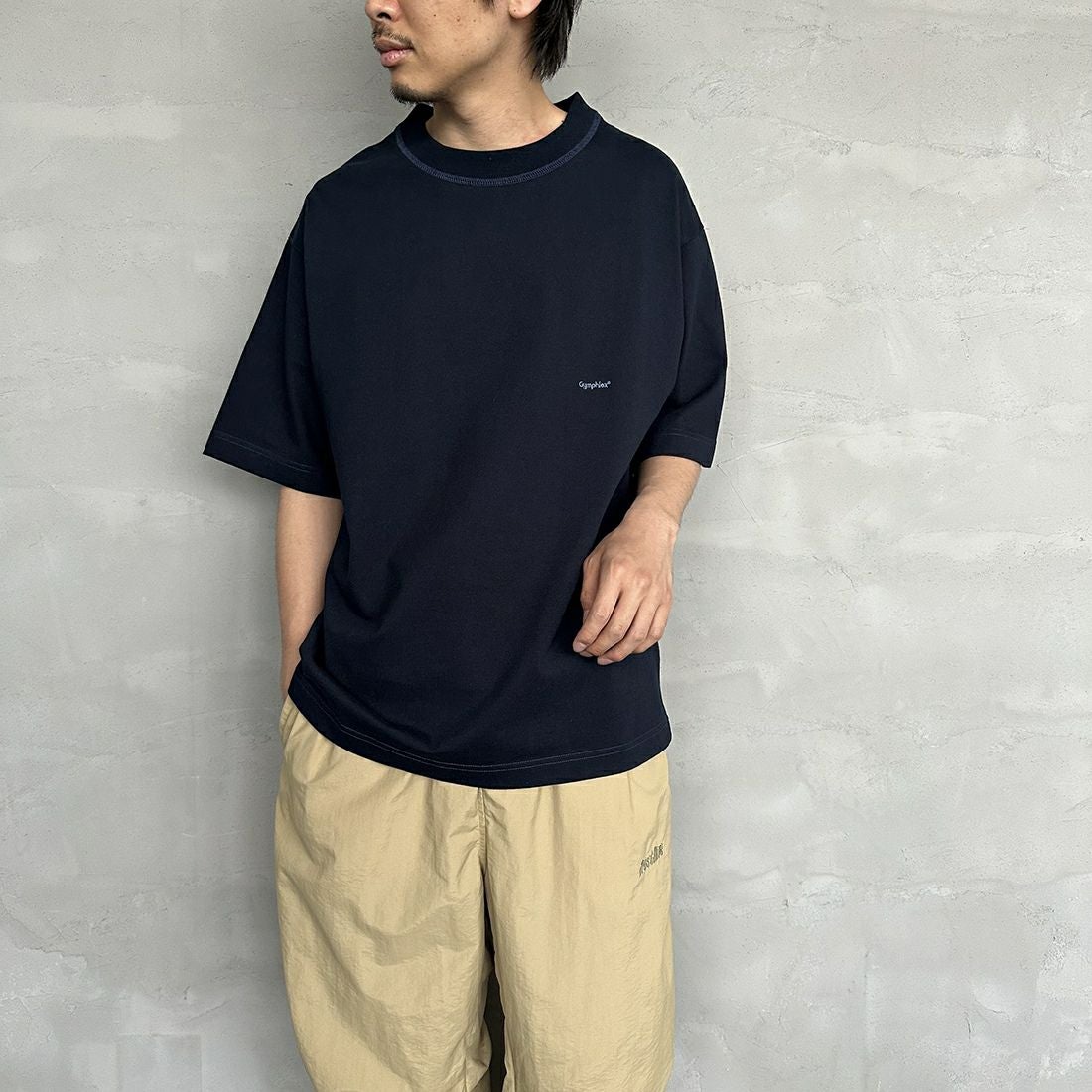 Gymphlex [ジムフレックス] ヘビーウェイトジャージー ショートスリーブTシャツ [J-9271HWJ] NAVY &&モデル身長：173cm 着用サイズ：M&&
