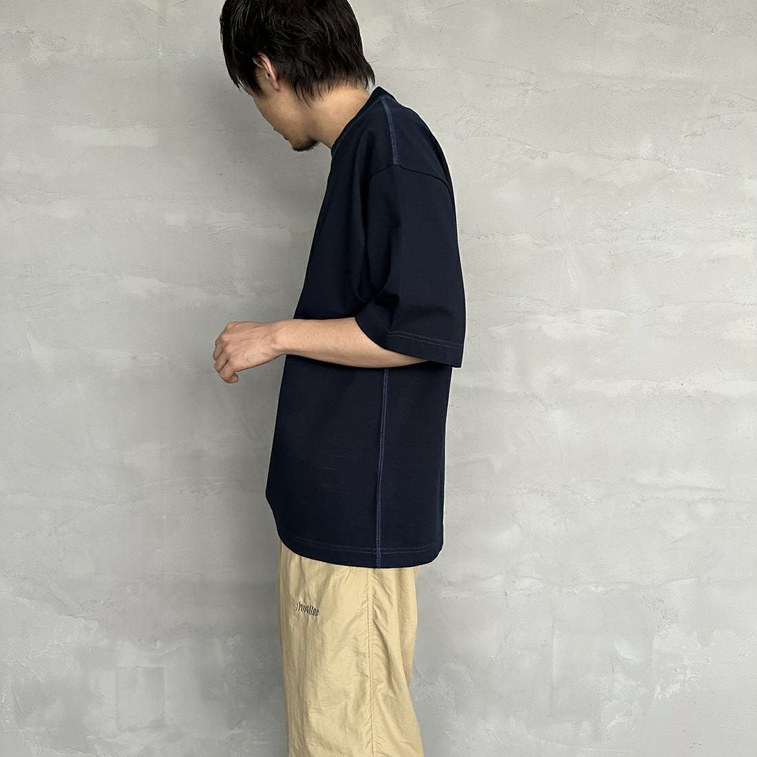 Gymphlex [ジムフレックス] ヘビーウェイトジャージー ショートスリーブTシャツ [J-9271HWJ] NAVY &&モデル身長：173cm 着用サイズ：M&&