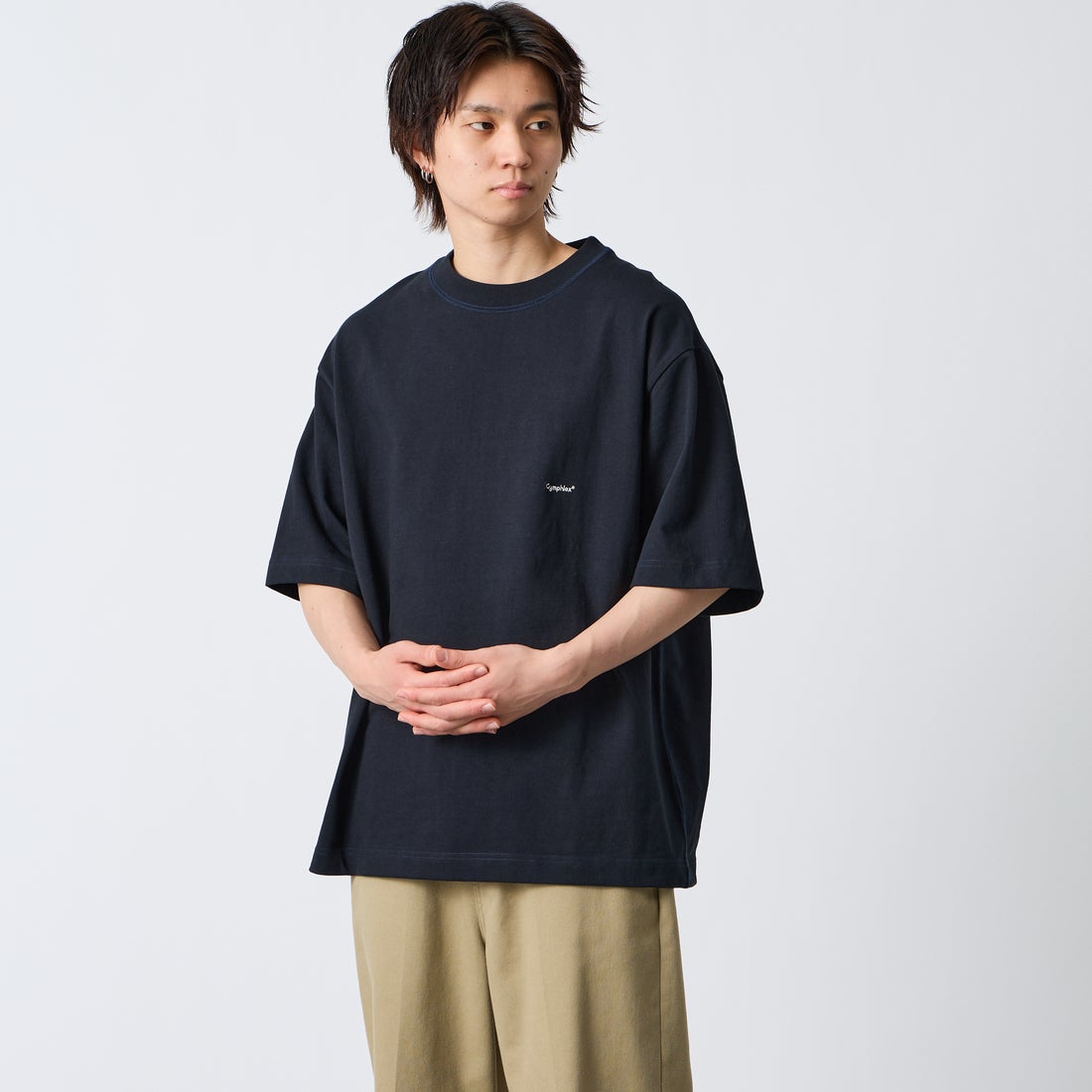 Gymphlex [ジムフレックス] ヘビーウェイトジャージー ショートスリーブTシャツ [J-9271HWJ] DK.NAVY &&モデル身長：177cm 着用サイズ：L&&