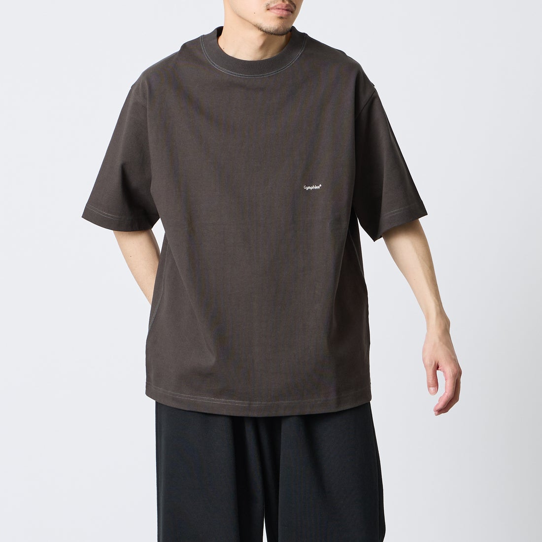 Gymphlex [ジムフレックス] ヘビーウェイトジャージー ショートスリーブTシャツ [J-9271HWJ] CHARCOAL &&モデル身長：168cm 着用サイズ：M&&