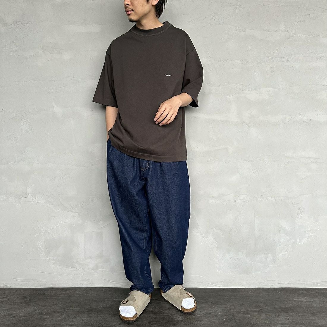 Gymphlex [ジムフレックス] ヘビーウェイトジャージー ショートスリーブTシャツ [J-9271HWJ] CHARCOAL &&モデル身長：173cm 着用サイズ：L&&