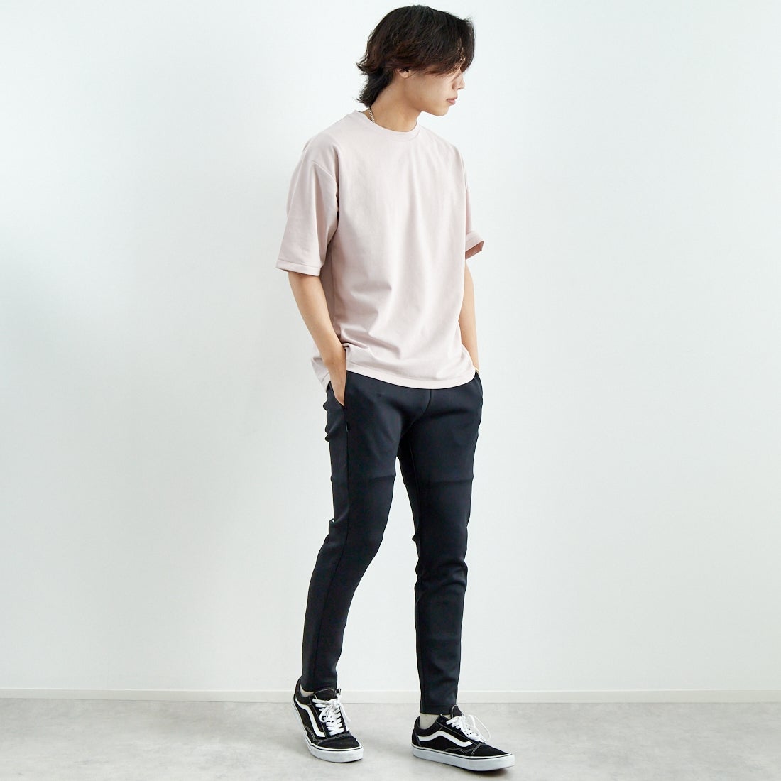 SY32 [エスワイサーティトゥ] ダブルニットスキニーパンツ [15006] BLACK &&モデル身長：179cm 着用サイズ：L&&
