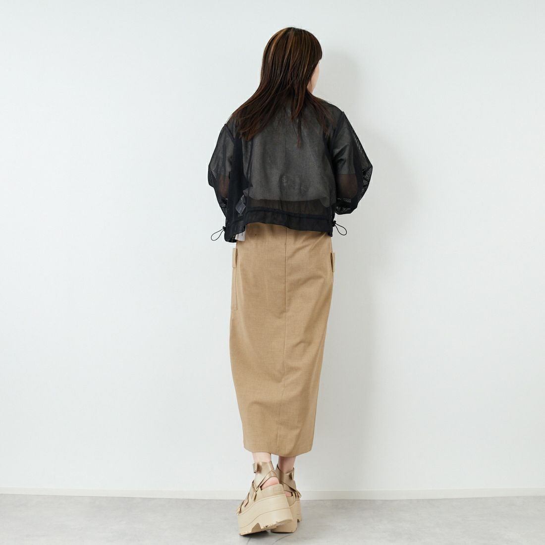 Maison de L'allure [メゾン ドゥ ラリュール] メッシュブルゾン [M25112020] 09 BLACK &&モデル身長：167cm 着用サイズ：F&&