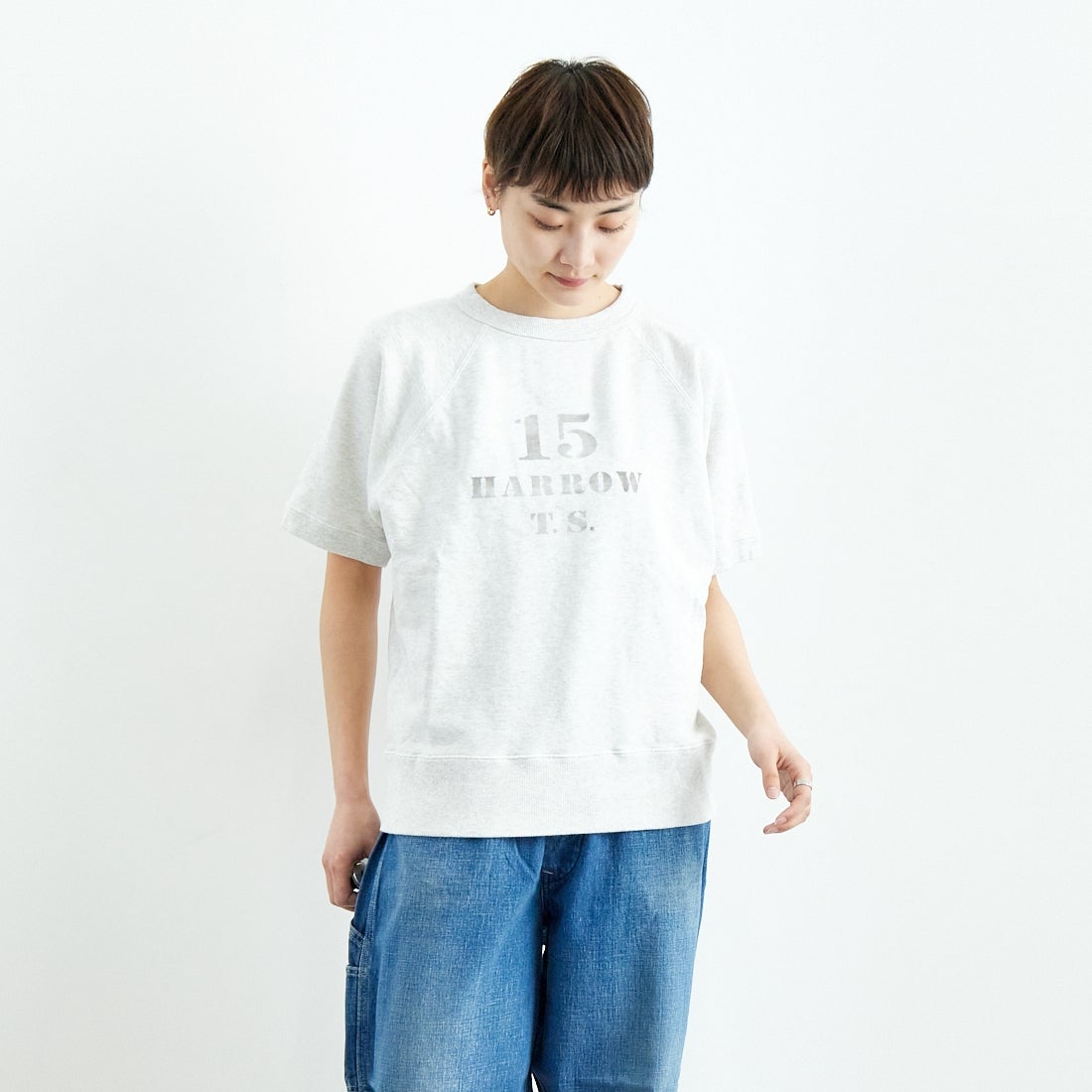 HTS [エイチティーエス] スウェットシャツ [RNHT2501P05] 93M9 GY/BK &&モデル身長：160cm 着用サイズ：44&&