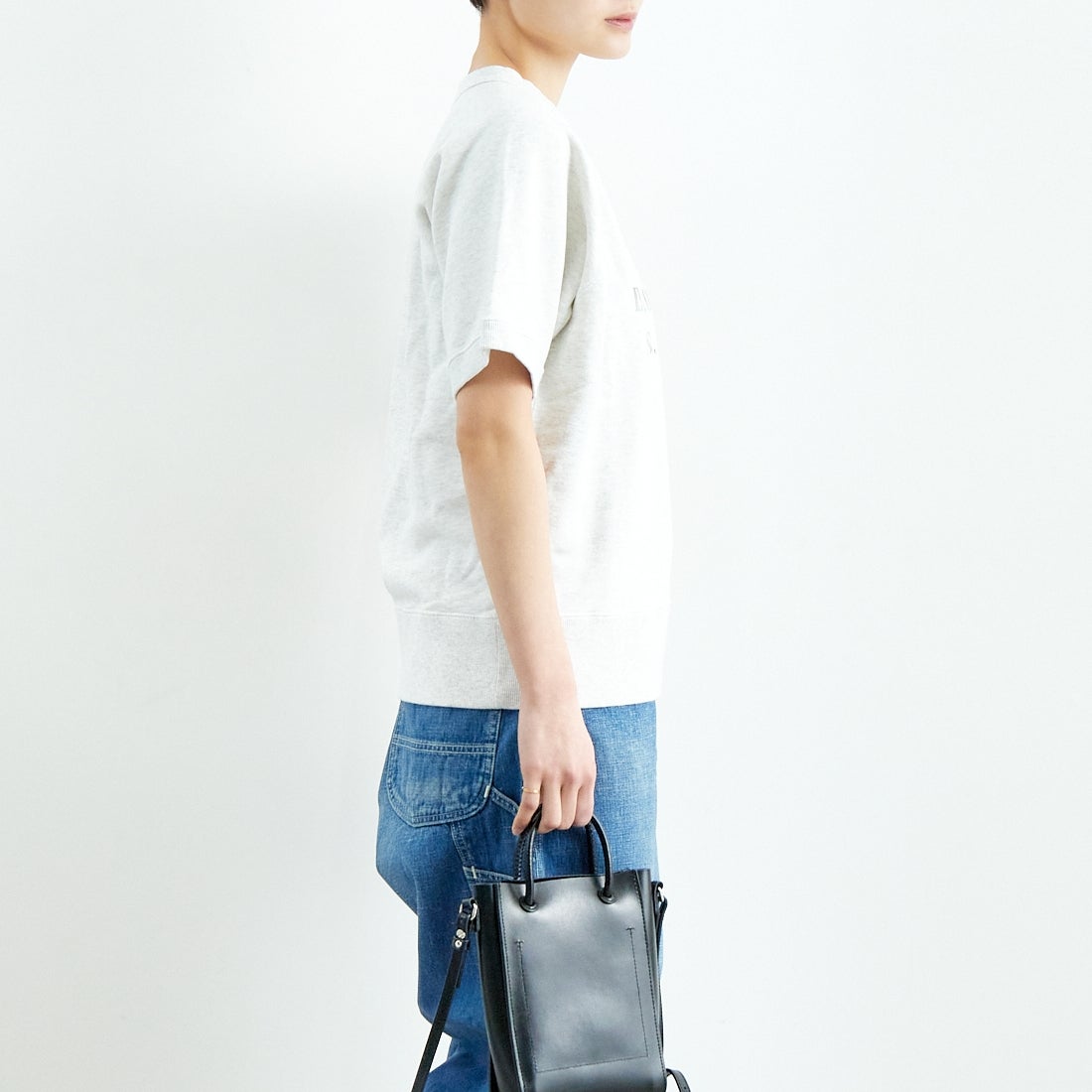 HTS [エイチティーエス] スウェットシャツ [RNHT2501P05] 93M9 GY/BK &&モデル身長：160cm 着用サイズ：44&&