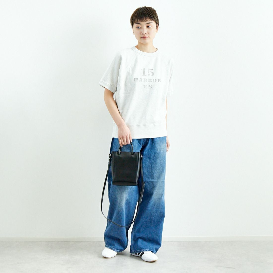 HTS [エイチティーエス] スウェットシャツ [RNHT2501P05] 93M9 GY/BK &&モデル身長：160cm 着用サイズ：44&&