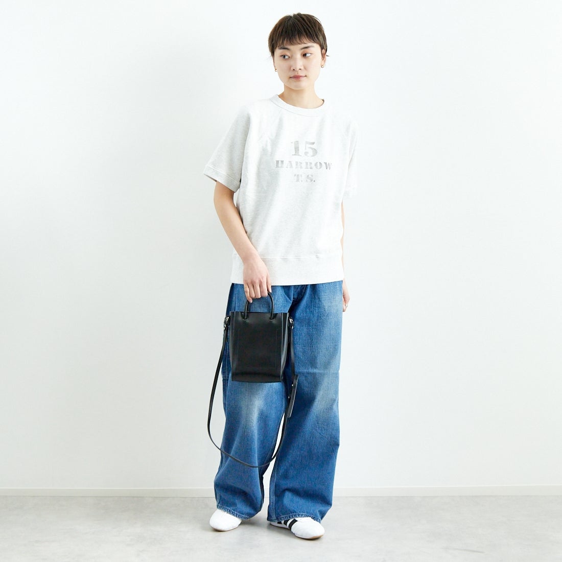 HTS [エイチティーエス] スウェットシャツ [RNHT2501P05] 93M9 GY/BK &&モデル身長：160cm 着用サイズ：44&&