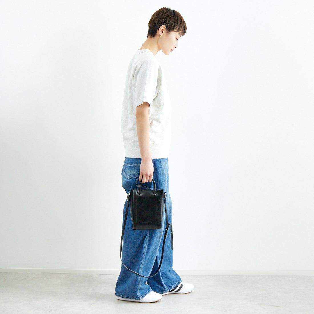 HTS [エイチティーエス] スウェットシャツ [RNHT2501P05] 93M9 GY/BK &&モデル身長：160cm 着用サイズ：44&&