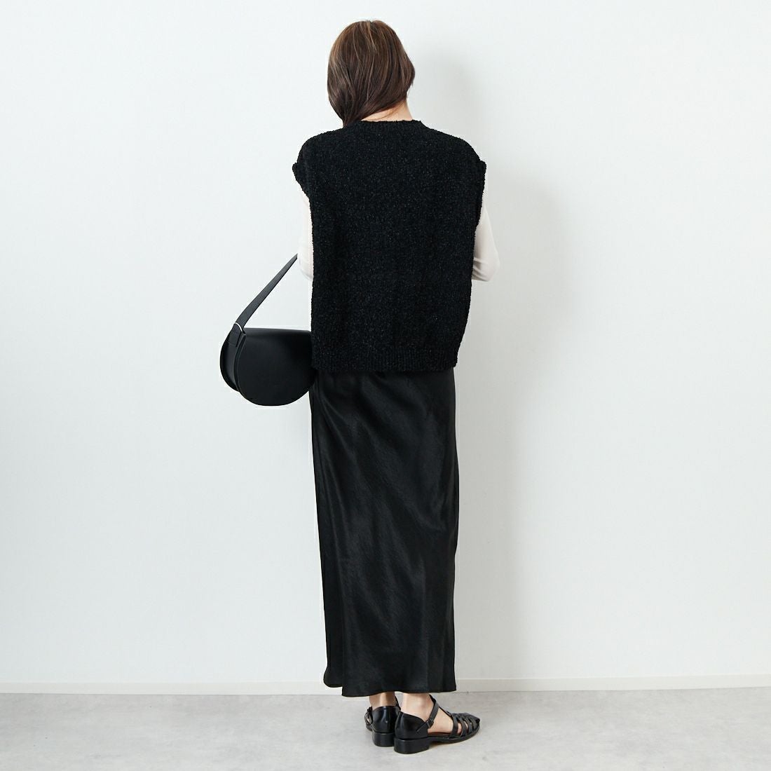 Jeans Factory Clothes [ジーンズファクトリークローズ] 7Gファンシーギマベスト [11254803]ﾌﾞﾗｯｸ &&モデル身長：167cm 着用サイズ：F&&