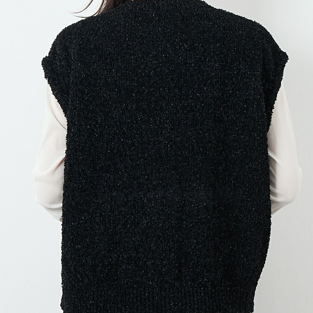 Jeans Factory Clothes [ジーンズファクトリークローズ] 7Gファンシーギマベスト [11254803]ﾌﾞﾗｯｸ &&モデル身長：167cm 着用サイズ：F&&