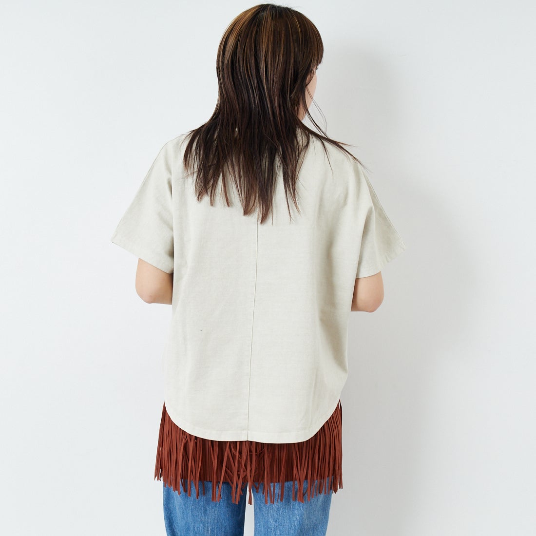 Jeans Factory Clothes [ジーンズファクトリークローズ] フリンジプリーツミニスカート [8920717-00] 69 ｷｬﾒﾙ &&モデル身長：167cm 着用サイズ：F&&