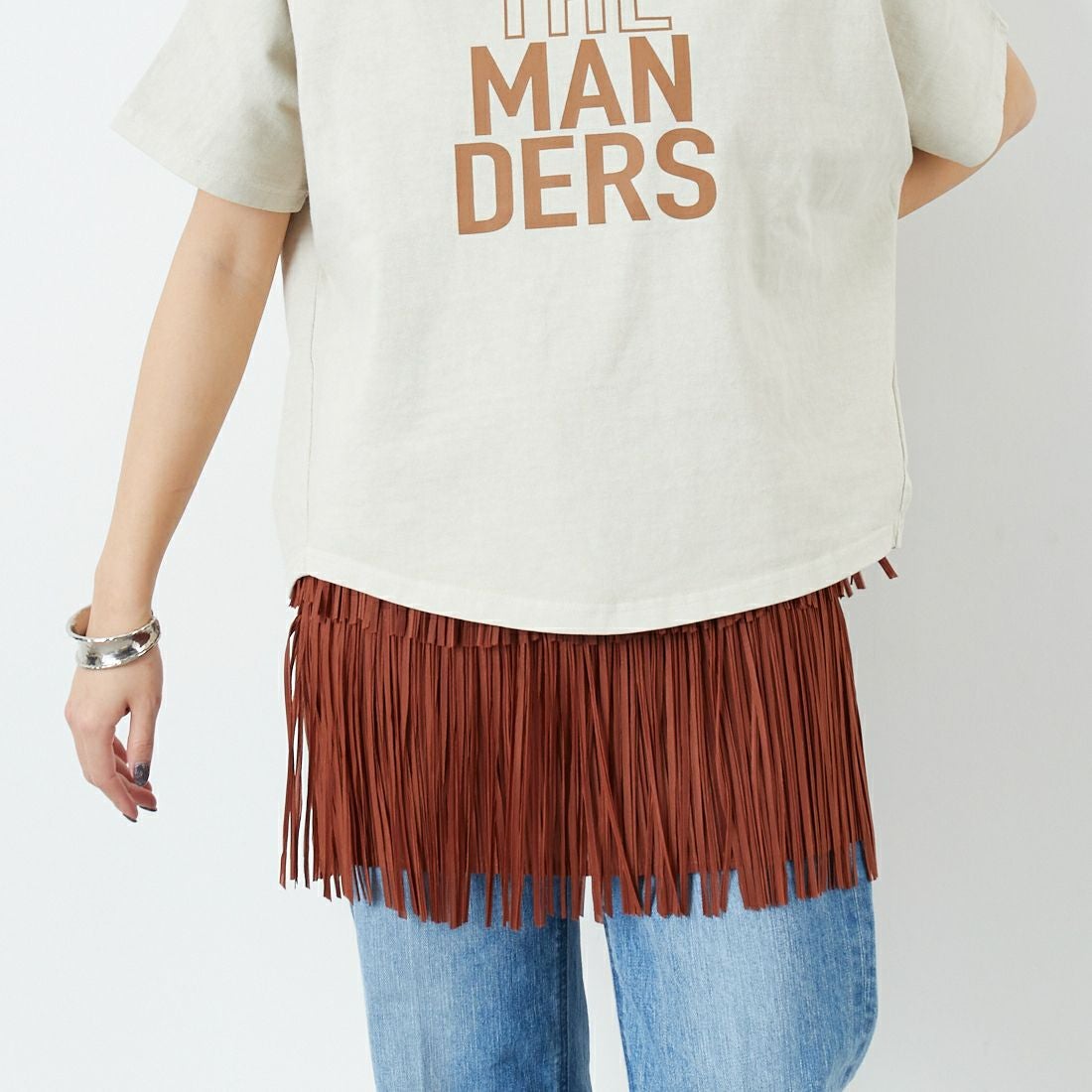 Jeans Factory Clothes [ジーンズファクトリークローズ] フリンジプリーツミニスカート [8920717-00] 69 ｷｬﾒﾙ &&モデル身長：167cm 着用サイズ：F&&