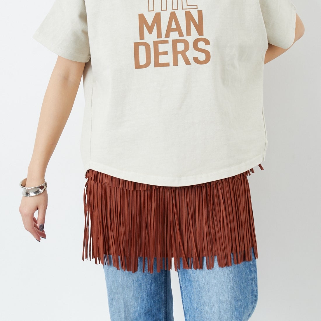 Jeans Factory Clothes [ジーンズファクトリークローズ] フリンジプリーツミニスカート [8920717-00] 69 ｷｬﾒﾙ &&モデル身長：167cm 着用サイズ：F&&